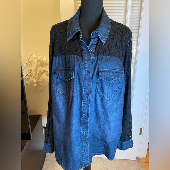Style & Co. Tops - Plus Size Denim/Jean and Lace Shirt
